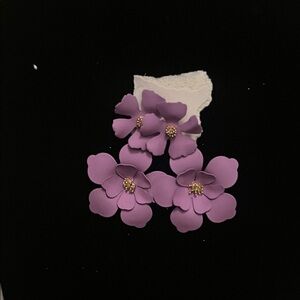 Elegant Purple Floral Earrings